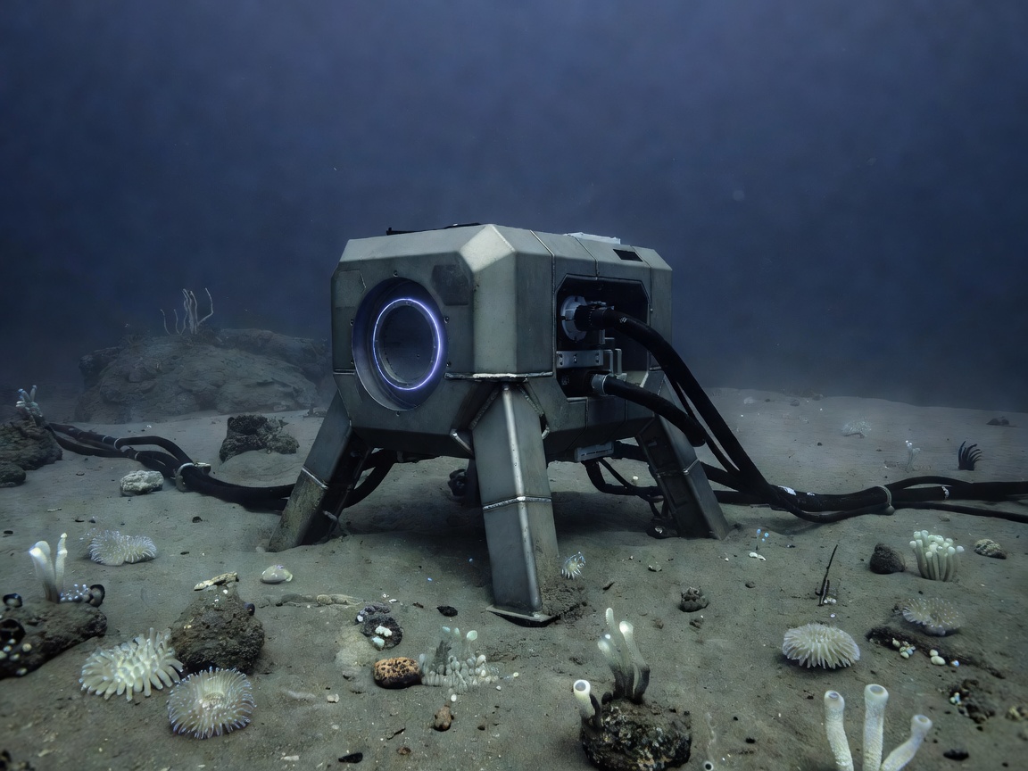 Autonomous subsea inductive docking station anchored on ocean floor